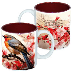 MUG BICOLORE FLORAL OISEAU ACT.2.28