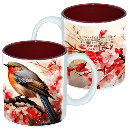 MUG BICOLORE FLORAL OISEAU ACT.2.28