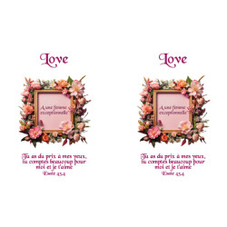 CADRE FLEURI LOVE GOURDE ALU 600 ML