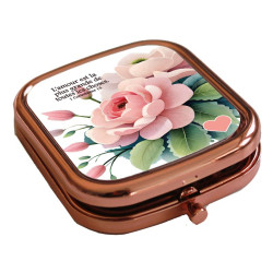 BOUQUET ROSES  MIROIR CARRE METAL