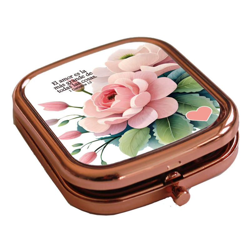BOUQUET ROSES  MIROIR CARRE METAL