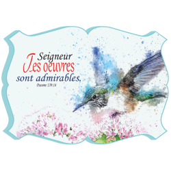 CADRE BOIS THEME OISEAU. BLEU RÊVEUR