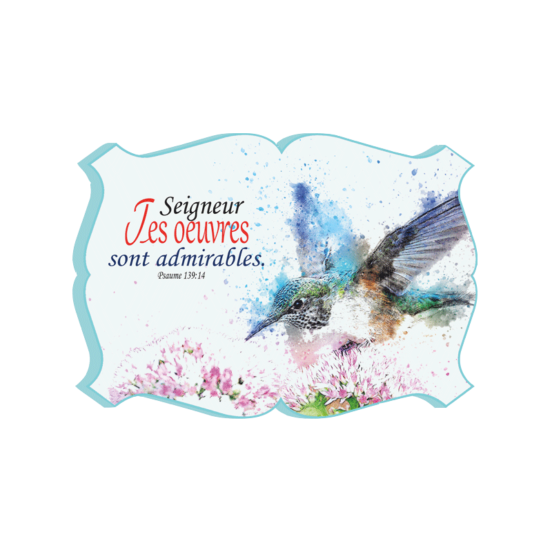 CADRE BOIS THEME OISEAU. BLEU RÊVEUR