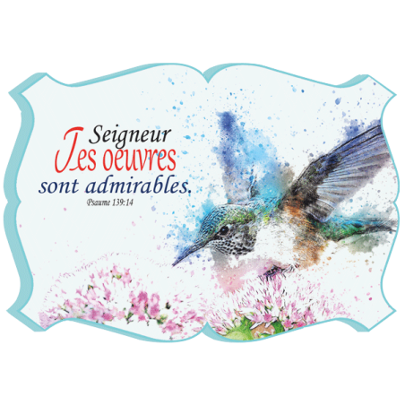 CADRE BOIS THEME OISEAU. BLEU RÊVEUR