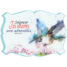 CADRE BOIS THEME OISEAU. BLEU RÊVEUR