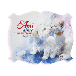 CADRE BOIS CHIOT ET CHATON. BARBALILAS