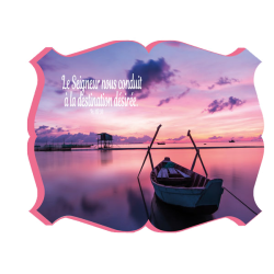 CADRE BOIS BARQUE DANS COUCHER DE SOLEIL. ROSE BLUSH