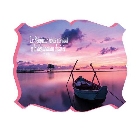 CADRE BOIS BARQUE DANS COUCHER DE SOLEIL. ROSE BLUSH