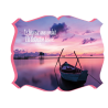 CADRE BOIS BARQUE DANS COUCHER DE SOLEIL. ROSE BLUSH