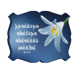 CADRE BOIS THEME FLORAL LYS. BLEU GROSEILLE