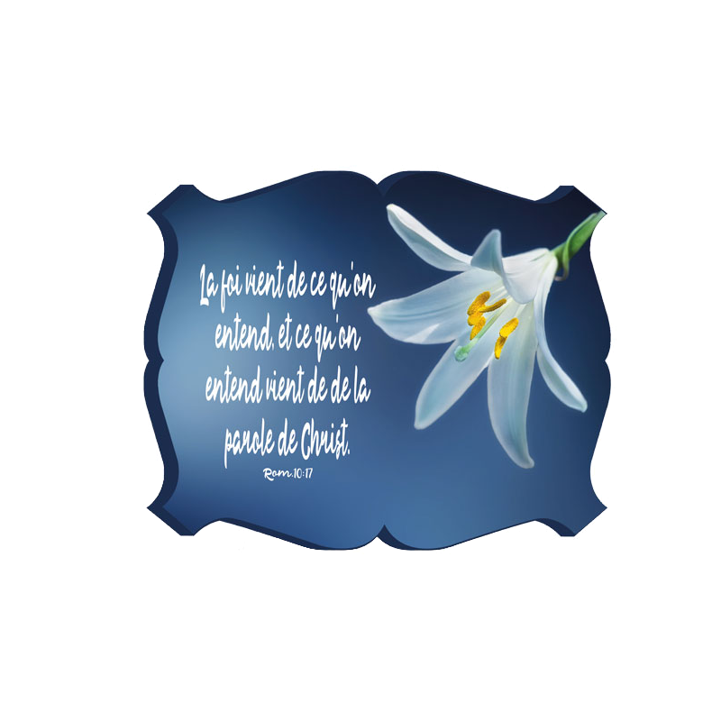 CADRE BOIS THEME FLORAL LYS. BLEU GROSEILLE