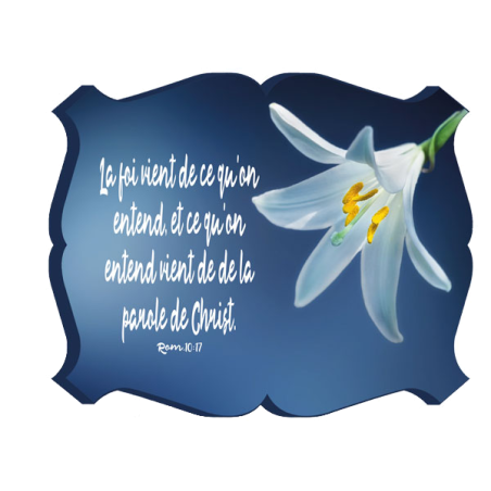 CADRE BOIS THEME FLORAL LYS. BLEU GROSEILLE