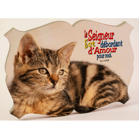 CADRE BOIS THEME ANIMAUX CHATON. SABLE