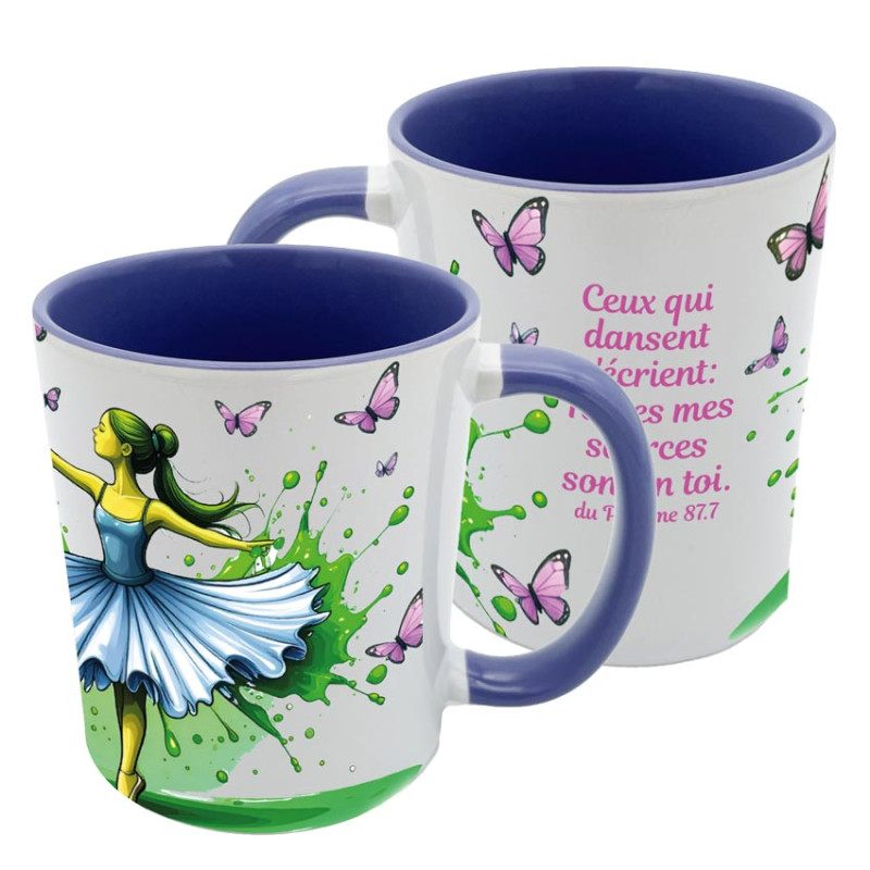 MUG BICOLORE DANSEUSE ET PAPILLONS