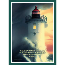 CADRE BOIS NATURE MER ET PHARE. VERT MALACHITE