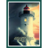 CADRE BOIS NATURE MER ET PHARE. VERT MALACHITE