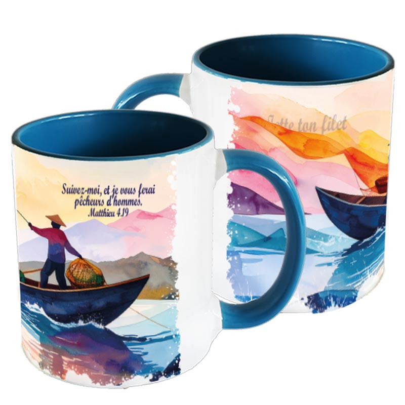 MUG BICOLORE PÊCHEURS SUR BARQUE