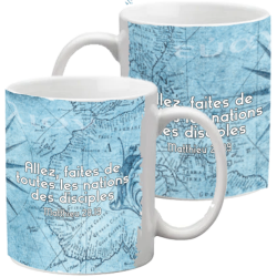MUG BLANC MAPPEMONDE ALLEZ PARTOUT LE MONDE. MATTH