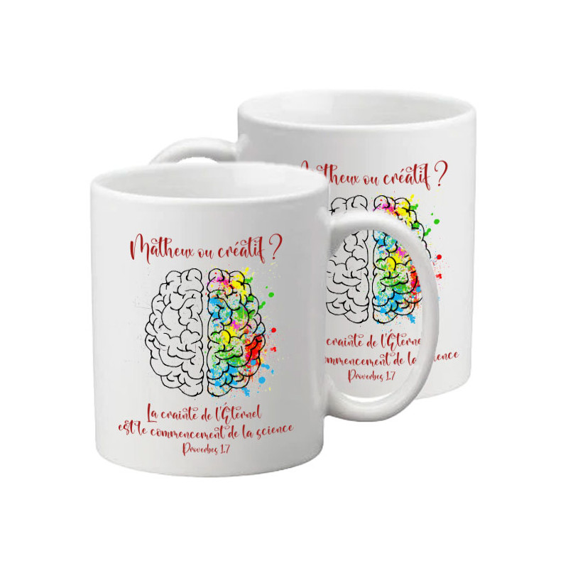 MUG BLANC BRAIN MATHEUX LA CRAINTE DE  L ETERNEL PROV.1.7