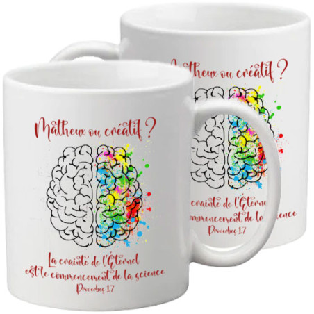 MUG BLANC BRAIN MATHEUX LA CRAINTE DE  L ETERNEL PROV.1.7