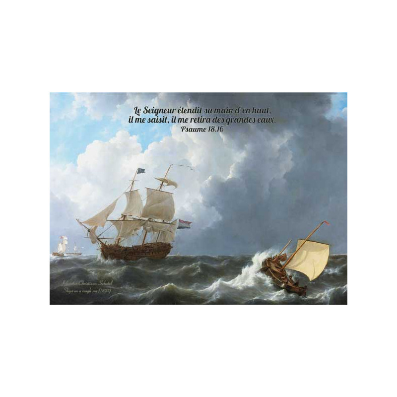 BATEAU MER AGITEE AFFICHE LAMINEE