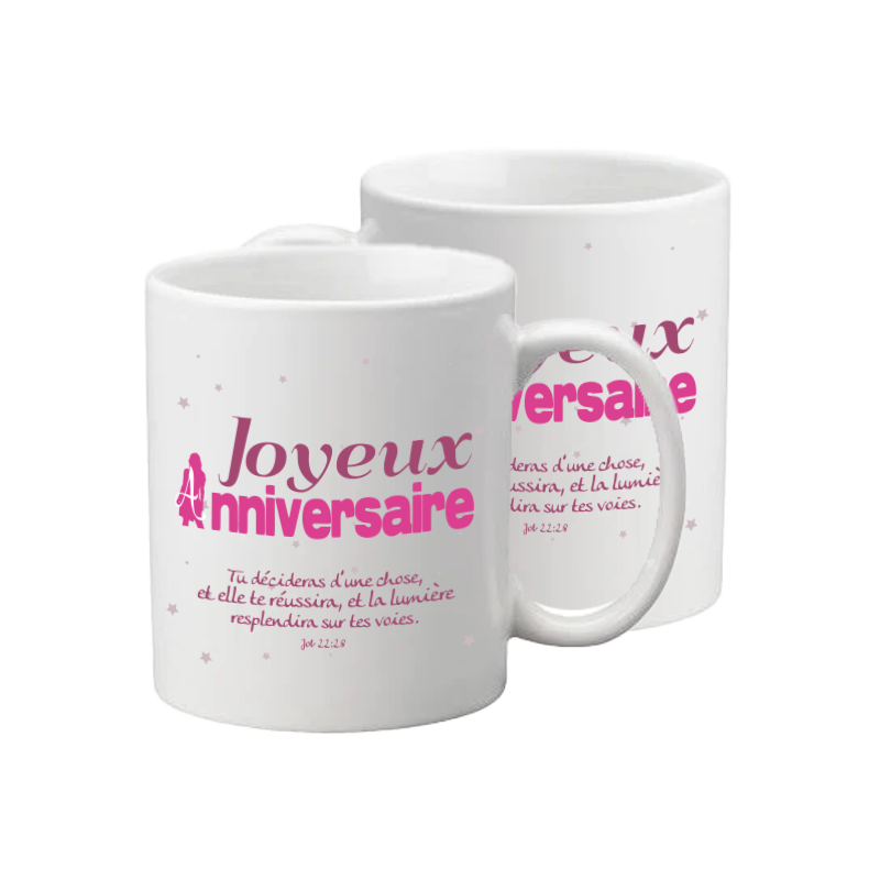 MUG BLANC ANNIVERSAIRE FEMME JOB 22.28
