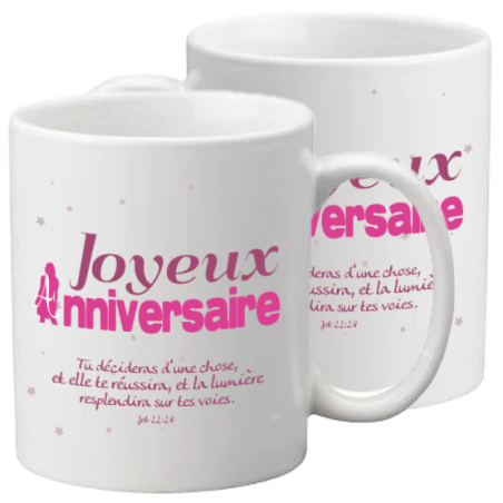 MUG BLANC ANNIVERSAIRE FEMME JOB 22.28