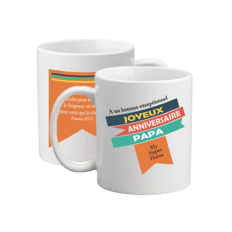 MUG BLANC ANNIVERSAIRE HOMME. PSAUME 103.13