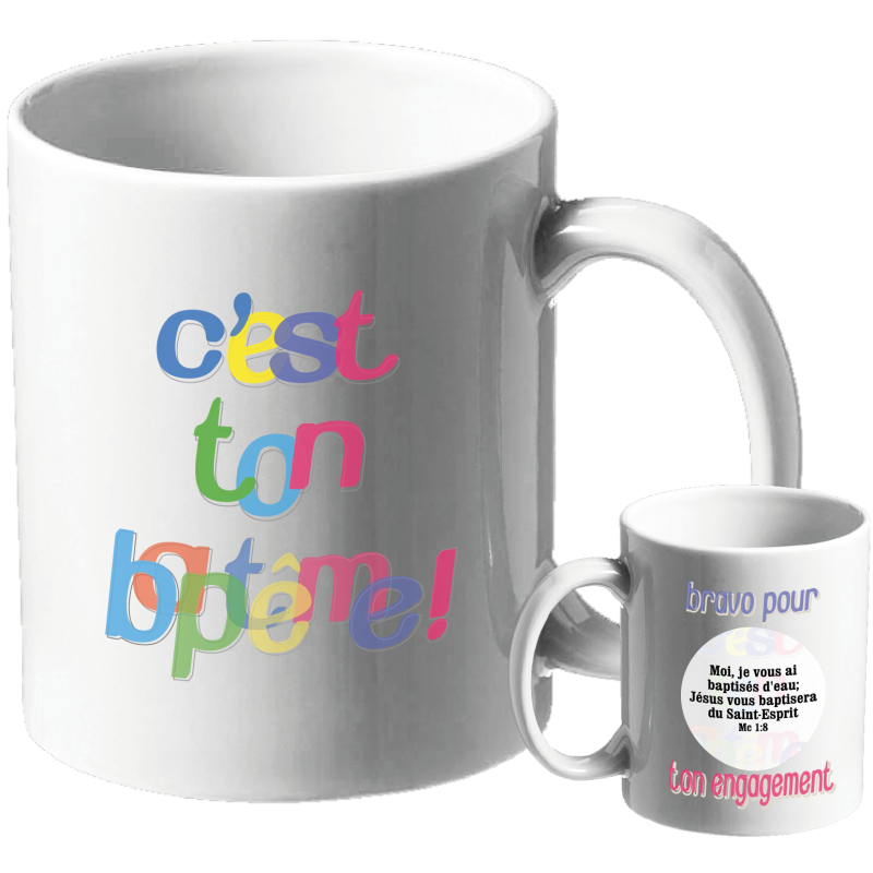 MUG BLANC BAPTEME. MARC 1.8