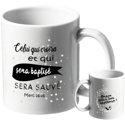 MUG BLANC BAPTEME MARC 16.16