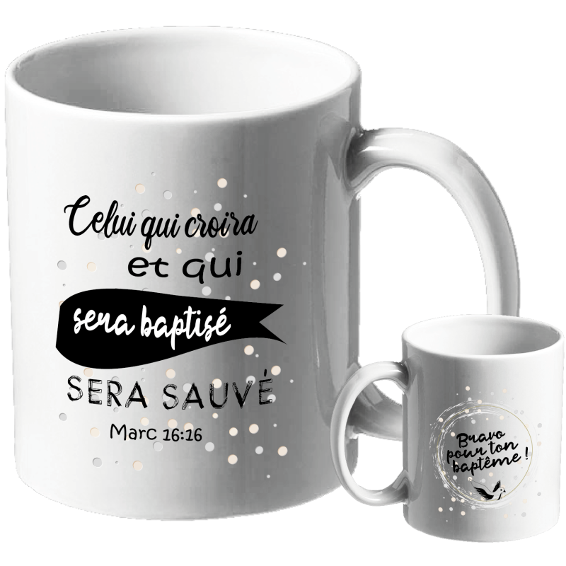 MUG BLANC BAPTEME MARC 16.16