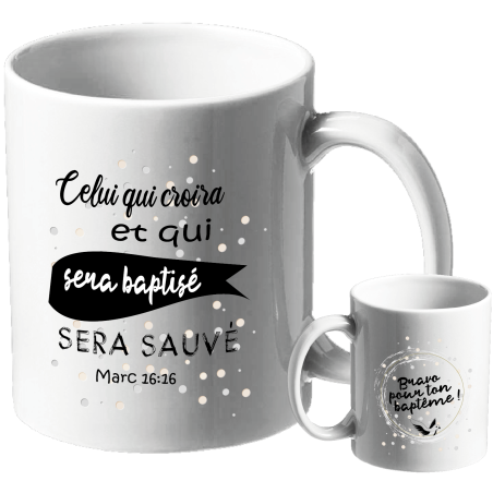 MUG BLANC BAPTEME MARC 16.16