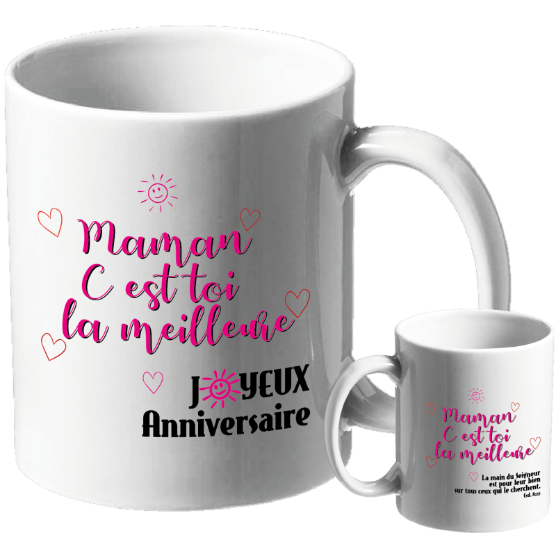 MUG BLANC ANNIVERSAIRE FEMME. ESDRAS 8.22
