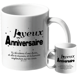 MUG BLANC ANNIVERSAIRE HOMME. JOB 22.28