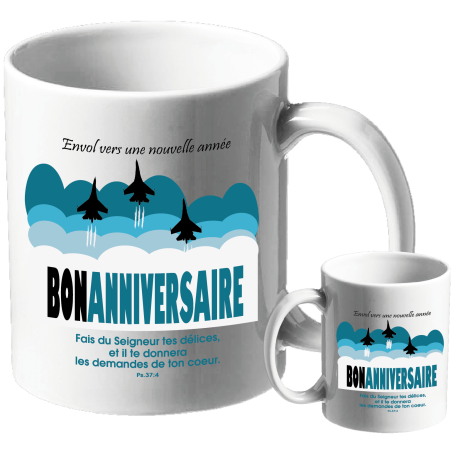 MUG BLANC ANNIVERSAIRE HOMME. PSAUME 37.4
