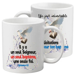 MUG BLANC BAPTEME. EPHESIENS 4.5