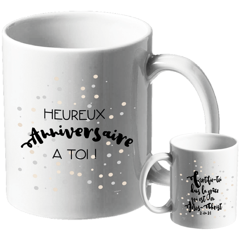 MUG BLANC ANNIVERSAIRE HOMME. 2 TIMOTHEE 2.1
