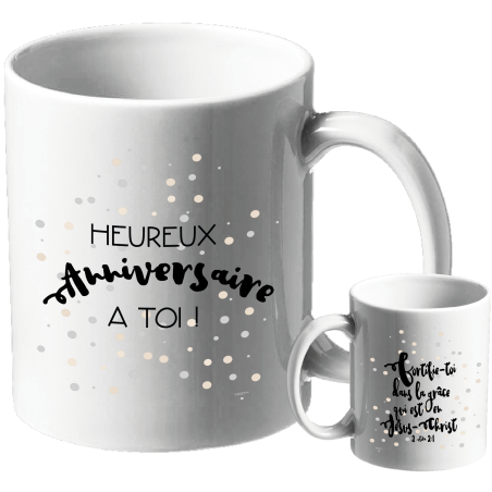 MUG BLANC ANNIVERSAIRE HOMME. 2 TIMOTHEE 2.1