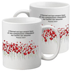 MUG BLANC THEME FLORAL PSAUME 145.9