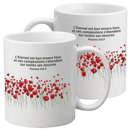 MUG BLANC THEME FLORAL PSAUME 145.9