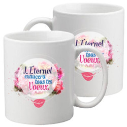 MUG BLANC THEME FLORAL PSAUME 20.5