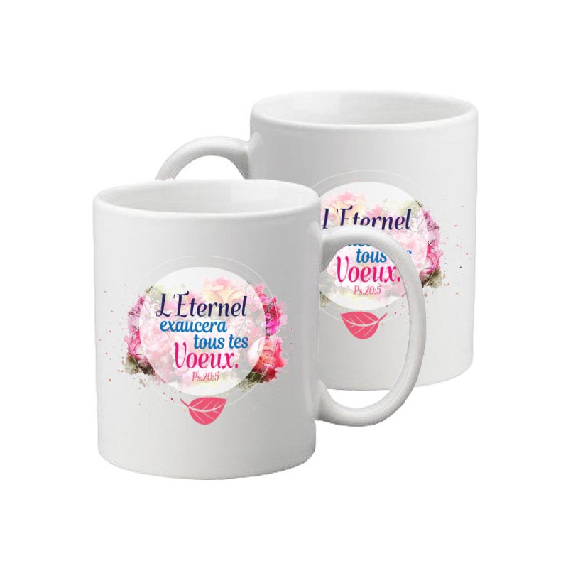 MUG BLANC THEME FLORAL PSAUME 20.5