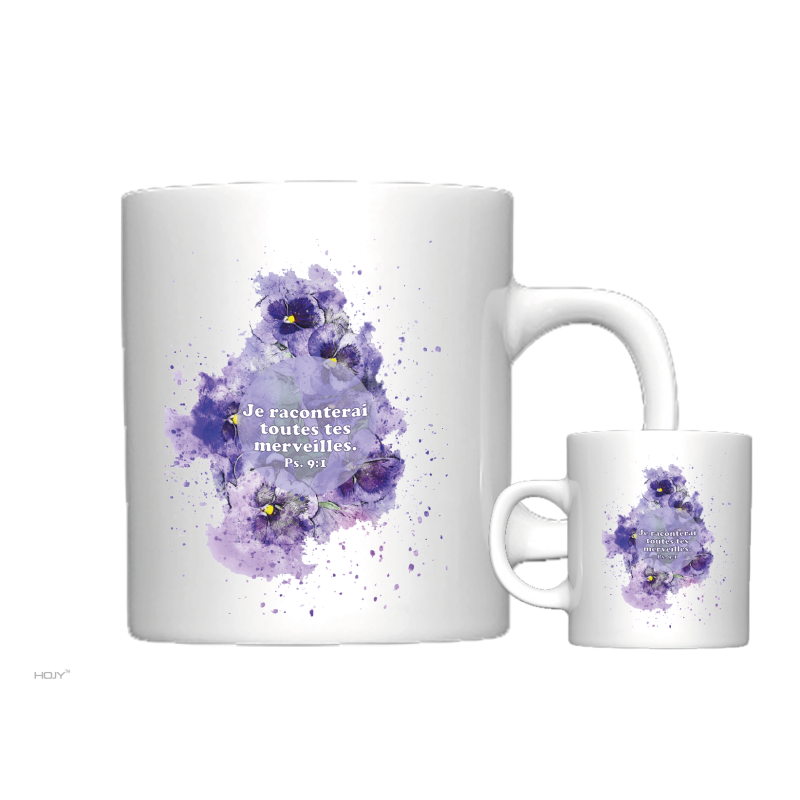 MUG BLANC THEME FLORAL PSAUME 9.1