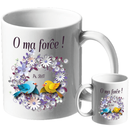MUG BLANC THEME FLORAL PSAUME 59:17MUG BLANC THEME FLORAL PSAUME 59:17