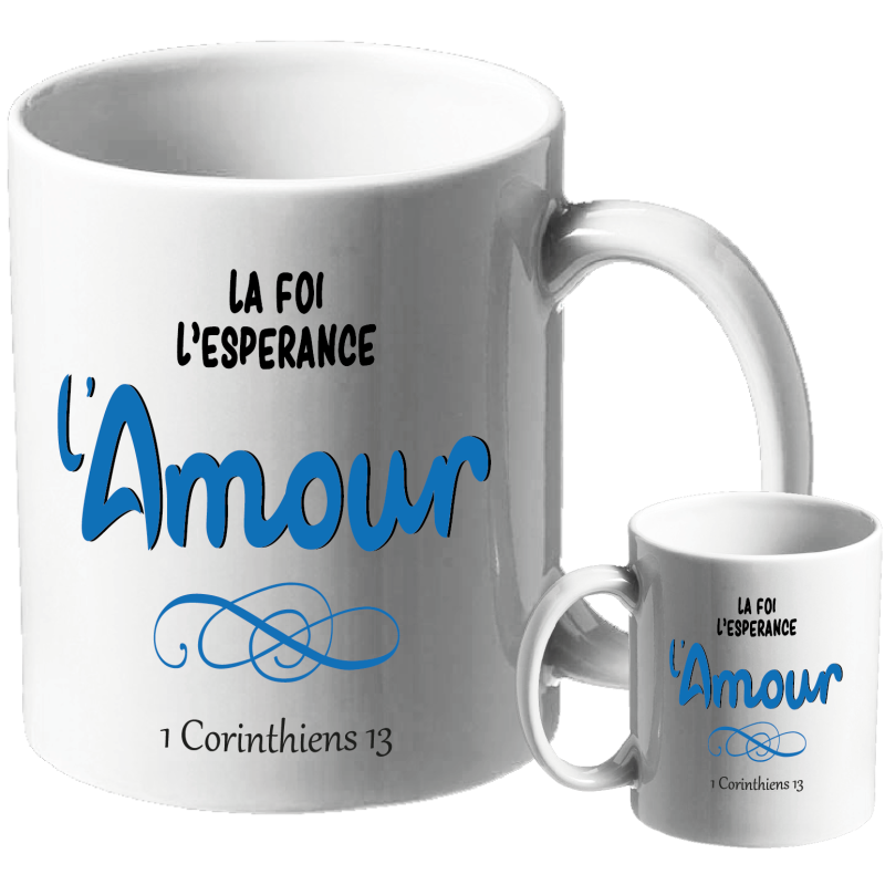 MUG BLANC THEME TYPO. 1 CORINTHIENS 13