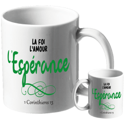 MUG BLANC THEME TYPO. 1 CORINTHIENS 13