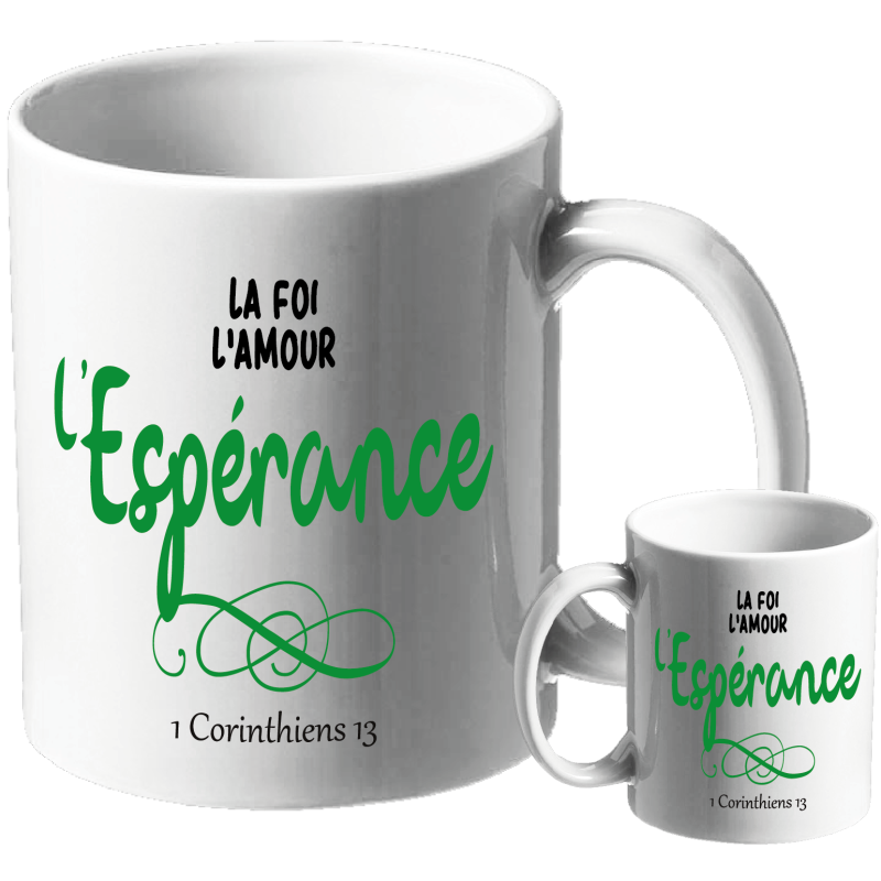 MUG BLANC THEME TYPO. 1 CORINTHIENS 13