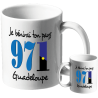 MUG BLANC THEME ETHNIQUE. GUADELOUPE