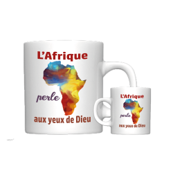 MUG BLANC THEME ETNIQUE. AFRIQUE