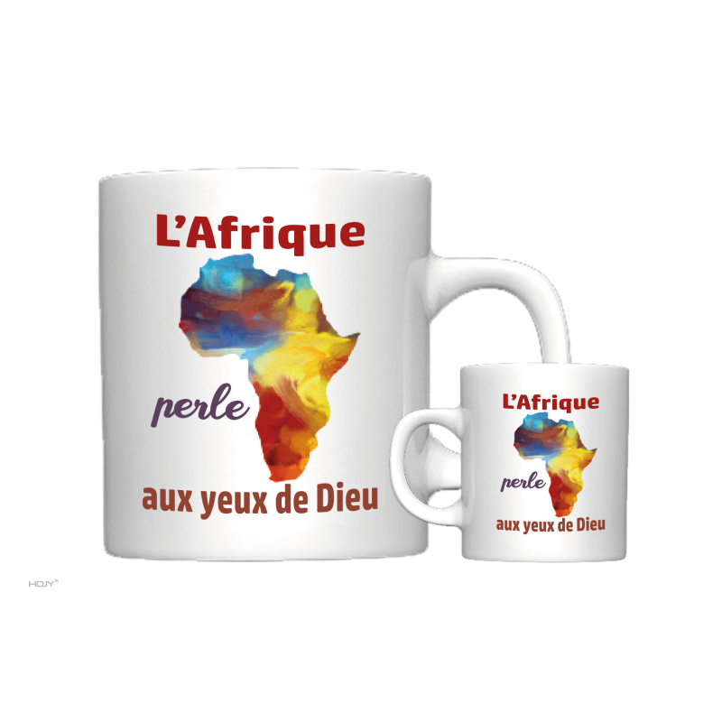 MUG BLANC THEME ETNIQUE. AFRIQUE